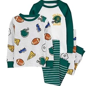 Carter's Kids Pajama Set - Green and White Sports Theme
